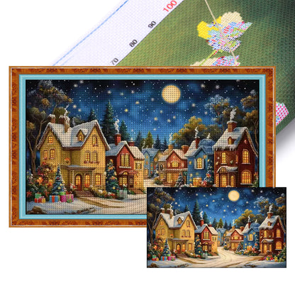 Starry Night In A European Town - 11CT Stamped Cross Stitch 50*85CM(Mona Lisa Brand)