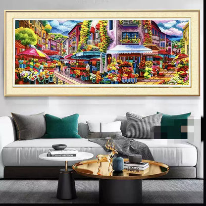 Romantic Flower Market - 11CT Stamped Cross Stitch 168*68CM£¨Mona Lisa Brand£©