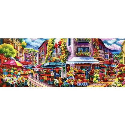 Romantic Flower Market - 11CT Stamped Cross Stitch 168*68CM£¨Mona Lisa Brand£©
