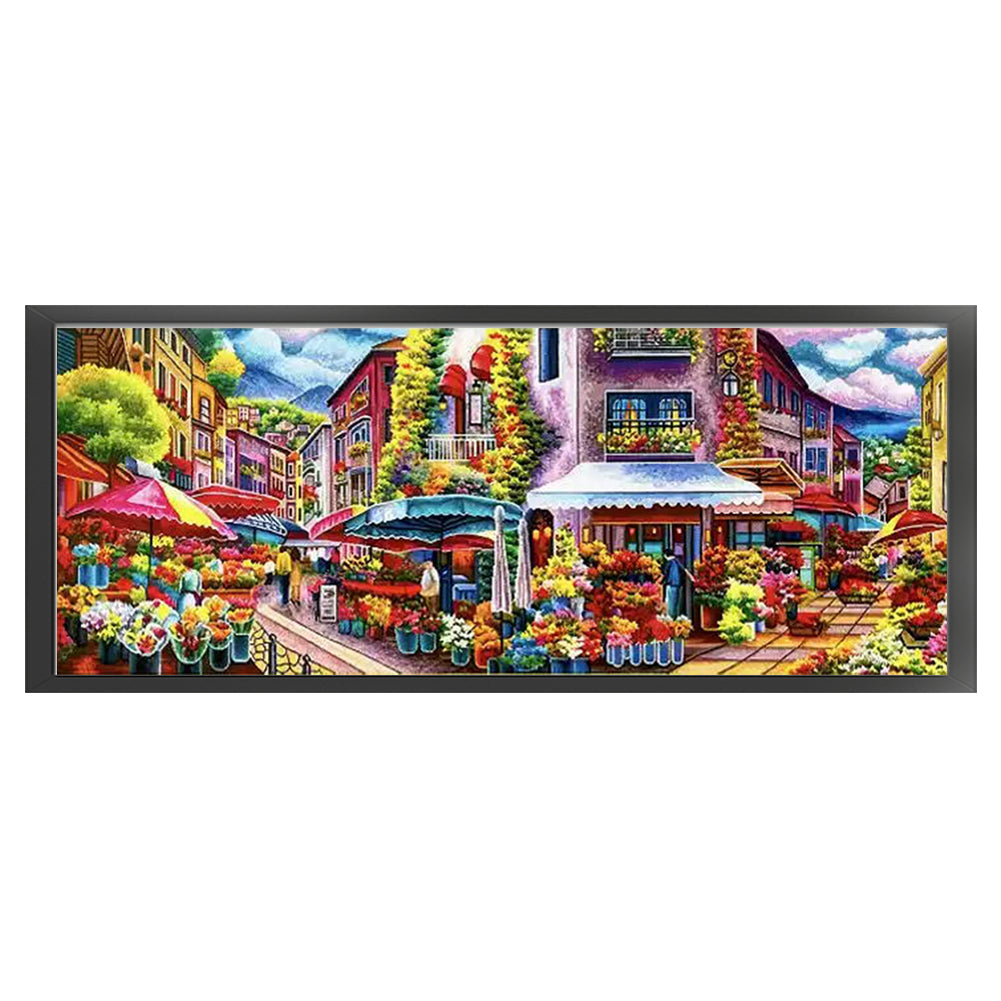 Romantic Flower Market - 11CT Stamped Cross Stitch 168*68CM£¨Mona Lisa Brand£©