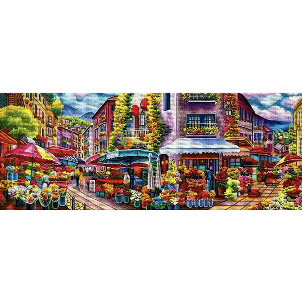 Romantic Flower Market - 11CT Stamped Cross Stitch 168*68CM£¨Mona Lisa Brand£©