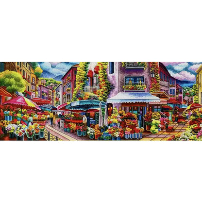 Romantic Flower Market - 11CT Stamped Cross Stitch 168*68CM£¨Mona Lisa Brand£©