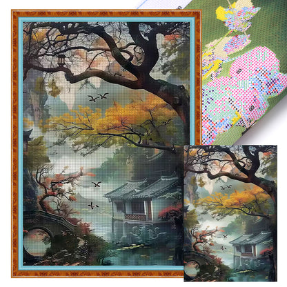 Late Autumn In Jiangnan Water Village - 11CT Stamped Cross Stitch 50*70CM£¨Mona Lisa Brand£©