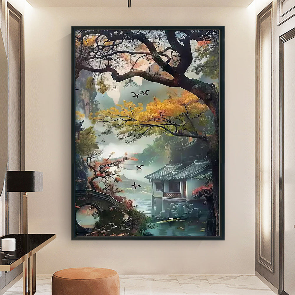 Late Autumn In Jiangnan Water Village - 11CT Stamped Cross Stitch 50*70CM£¨Mona Lisa Brand£©