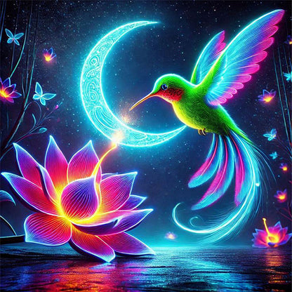 Luminous Lotus Hummingbird - 11CT Stamped Cross Stitch 40*40CM