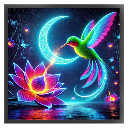 Luminous Lotus Hummingbird - 11CT Stamped Cross Stitch 40*40CM