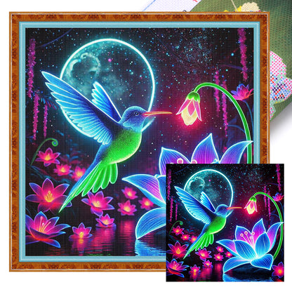 Luminous Lotus Hummingbird - 11CT Stamped Cross Stitch 40*40CM