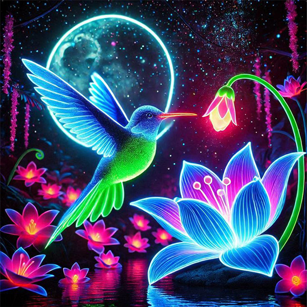 Luminous Lotus Hummingbird - 11CT Stamped Cross Stitch 40*40CM