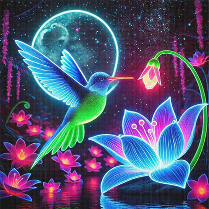 Luminous Lotus Hummingbird - 11CT Stamped Cross Stitch 40*40CM