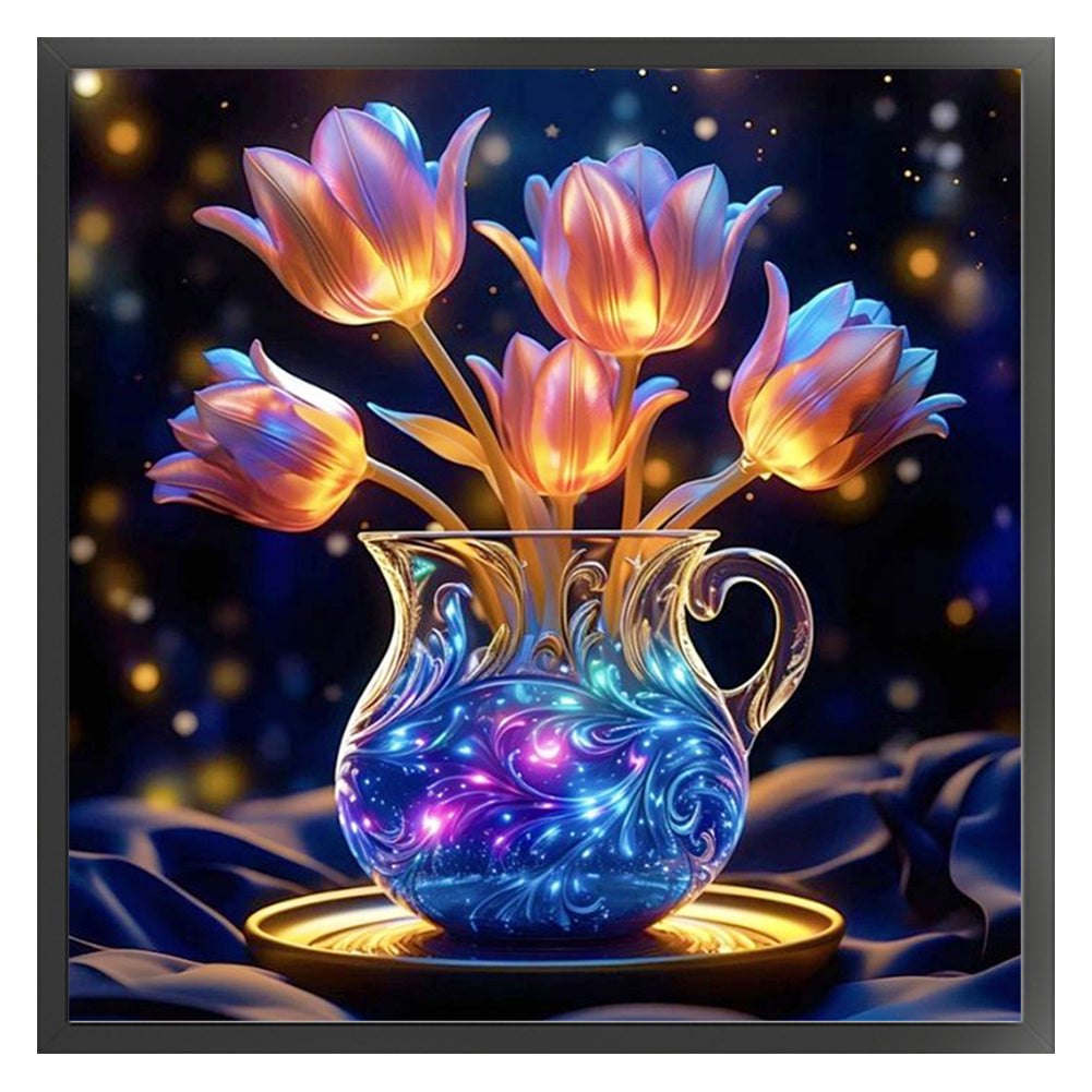 Luminous Tulip Vase - 11CT Stamped Cross Stitch 40*40CM