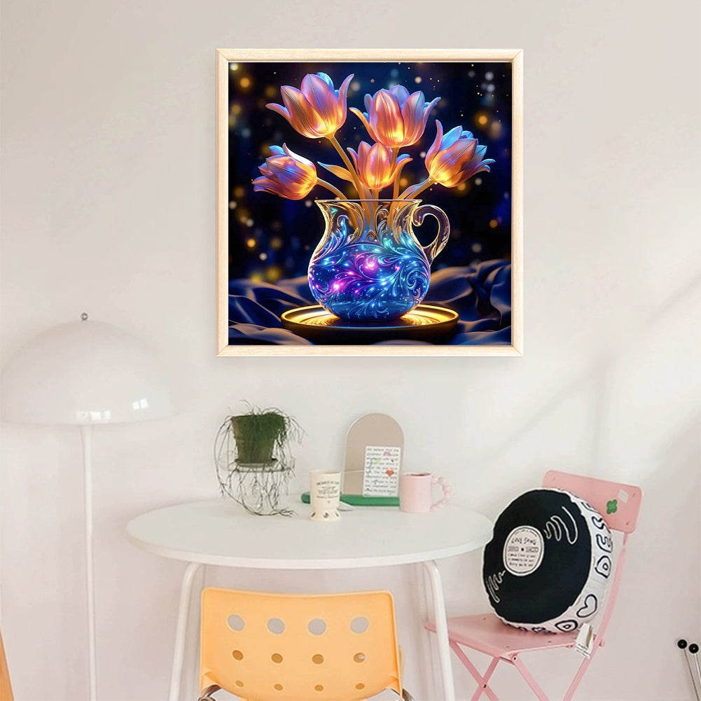 Luminous Tulip Vase - 11CT Stamped Cross Stitch 40*40CM