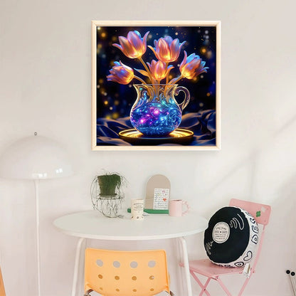 Luminous Tulip Vase - 11CT Stamped Cross Stitch 40*40CM