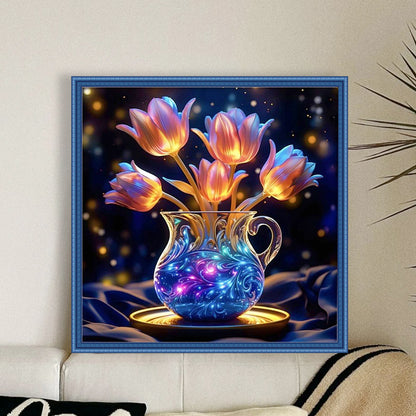 Luminous Tulip Vase - 11CT Stamped Cross Stitch 40*40CM