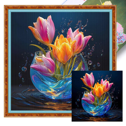 Luminous Tulip Vase - 11CT Stamped Cross Stitch 40*40CM