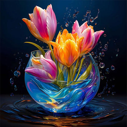 Luminous Tulip Vase - 11CT Stamped Cross Stitch 40*40CM