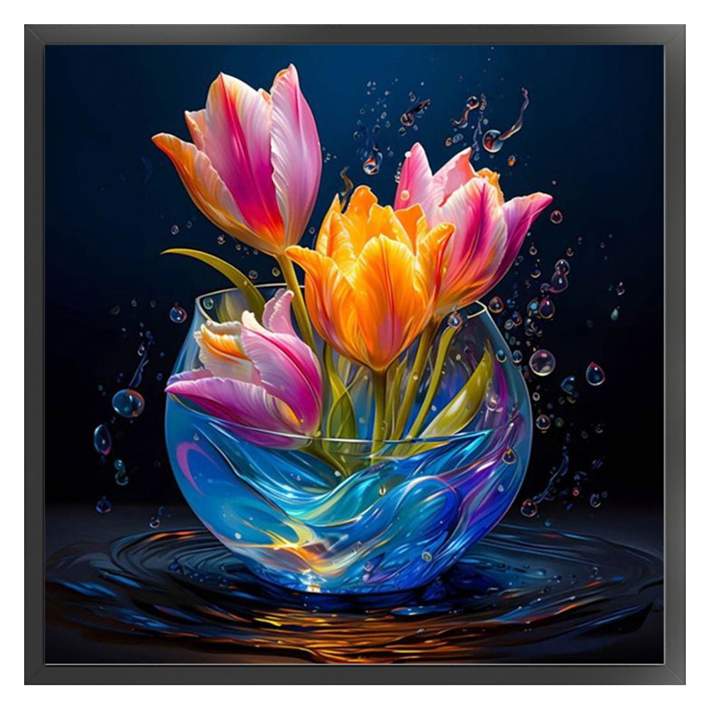 Luminous Tulip Vase - 11CT Stamped Cross Stitch 40*40CM