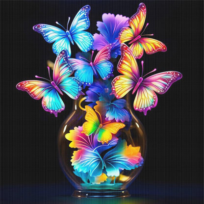 Glow-In-The-Dark Butterfly Vase - 11CT Stamped Cross Stitch 40*40CM