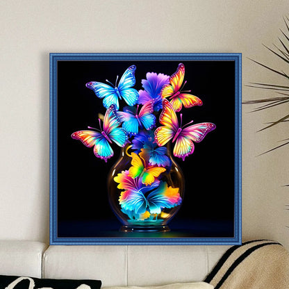 Glow-In-The-Dark Butterfly Vase - 11CT Stamped Cross Stitch 40*40CM
