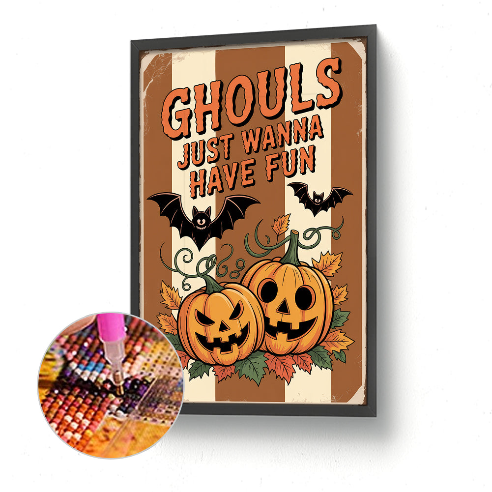 Halloween Pumpkins - Full Round Drill Diamond Painting 30*45CM