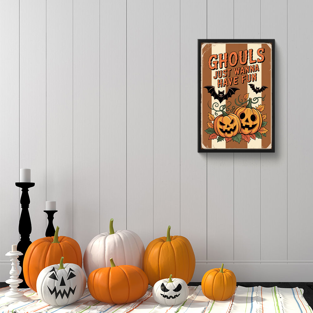 Halloween Pumpkins - Full Round Drill Diamond Painting 30*45CM
