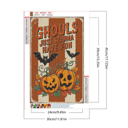Halloween Pumpkins - Full Round Drill Diamond Painting 30*45CM