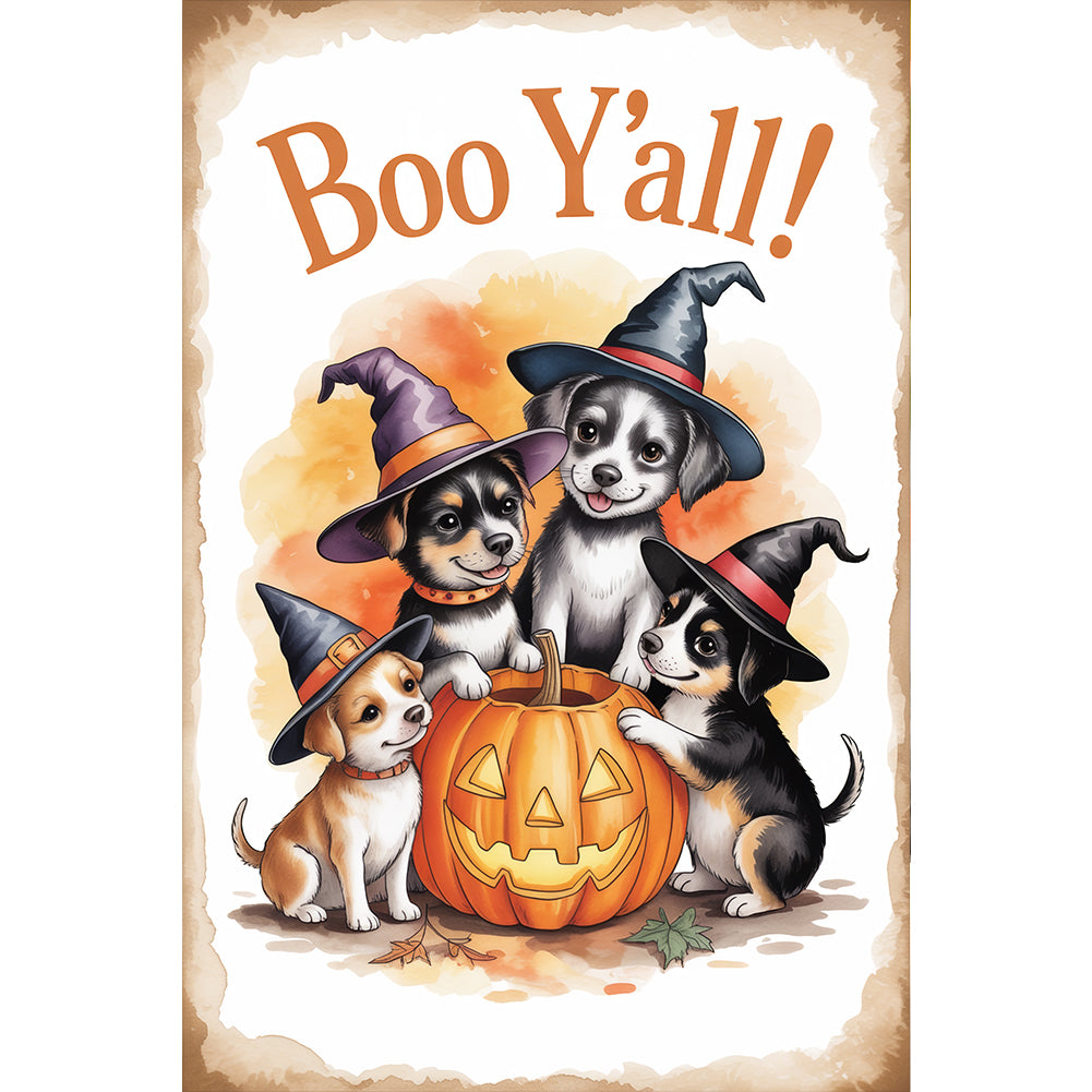 Halloween Dog - Full Round Drill Diamond Painting 30*45CM