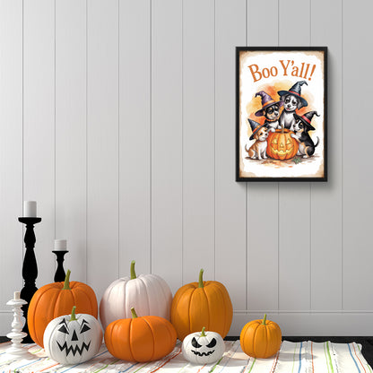 Halloween Dogs - Full Round Drill Diamond Painting 30*45CM