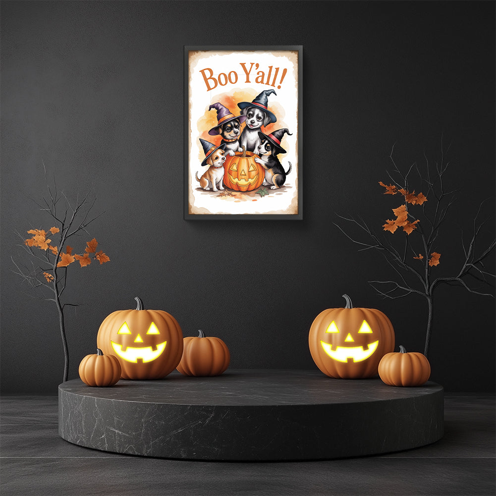 Halloween Dogs - Full Round Drill Diamond Painting 30*45CM