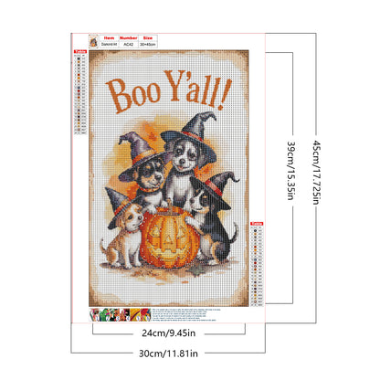 Halloween Dog - Full Round Drill Diamond Painting 30*45CM