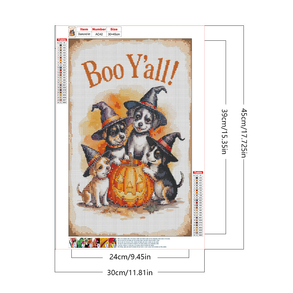 Halloween Dogs - Full Round Drill Diamond Painting 30*45CM
