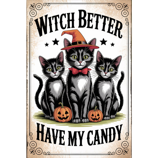 Halloween Cats - Full Round Drill Diamond Painting 30*45CM