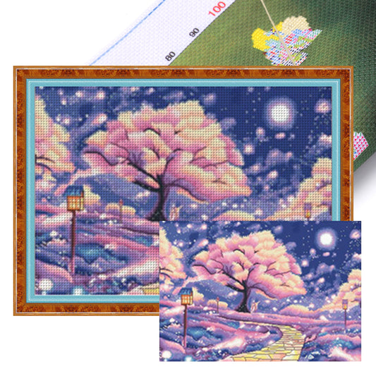 Under The Cherry Blossom Tree - 11CT Stamped Cross Stitch 81*62CM(Mona Lisa Brand)