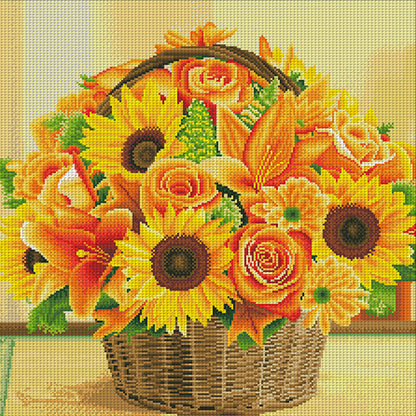Sunflower Basket - 11CT Stamped Cross Stitch 61*61CM(Mona Lisa Brand)