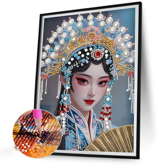 Chinese Style Girl - Special Shaped Drill Diamond Painting 30*40CM