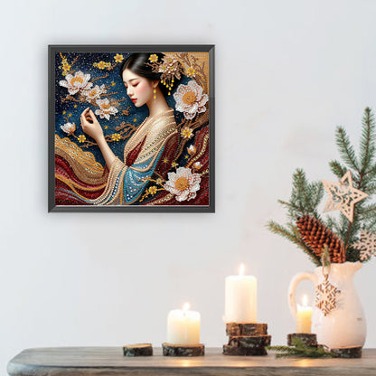 Ancient Style Girl - Special Shaped Drill Diamond Painting 30*30CM
