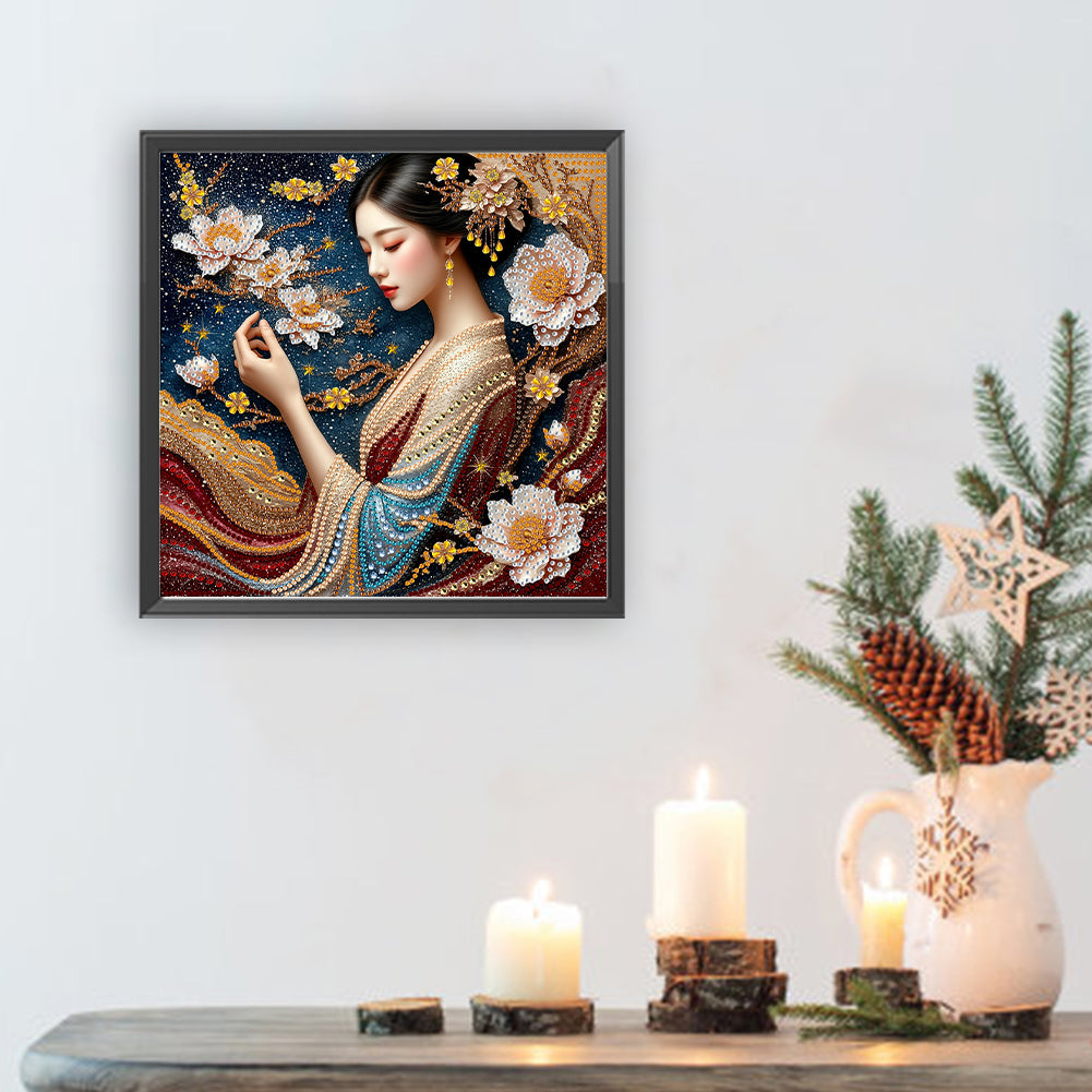 Traditional Style Girl - Special Shaped Drill Diamond Painting 30*30CM