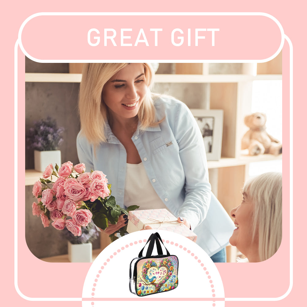 DIY Flowers Diamond Art Rhinestone Makeup Bag Transparent PVC Storage Pack Gift