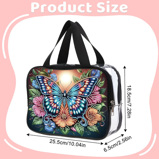 DIY Butterfly Diamond Art Rhinestone Makeup Bag Transparent PVC Storage Pack