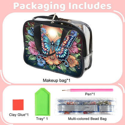 DIY Diamond Art Rhinestone Makeup Bag Crystal Transparent PVC Storage Pack Gift