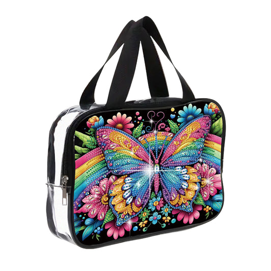 DIY Butterfly Diamond Art Rhinestone Makeup Bag Transparent PVC Storage Pack