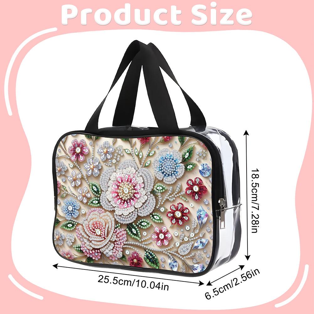 DIY Diamond Art Rhinestone Makeup Bag Crystal Transparent PVC Storage Pack Gift