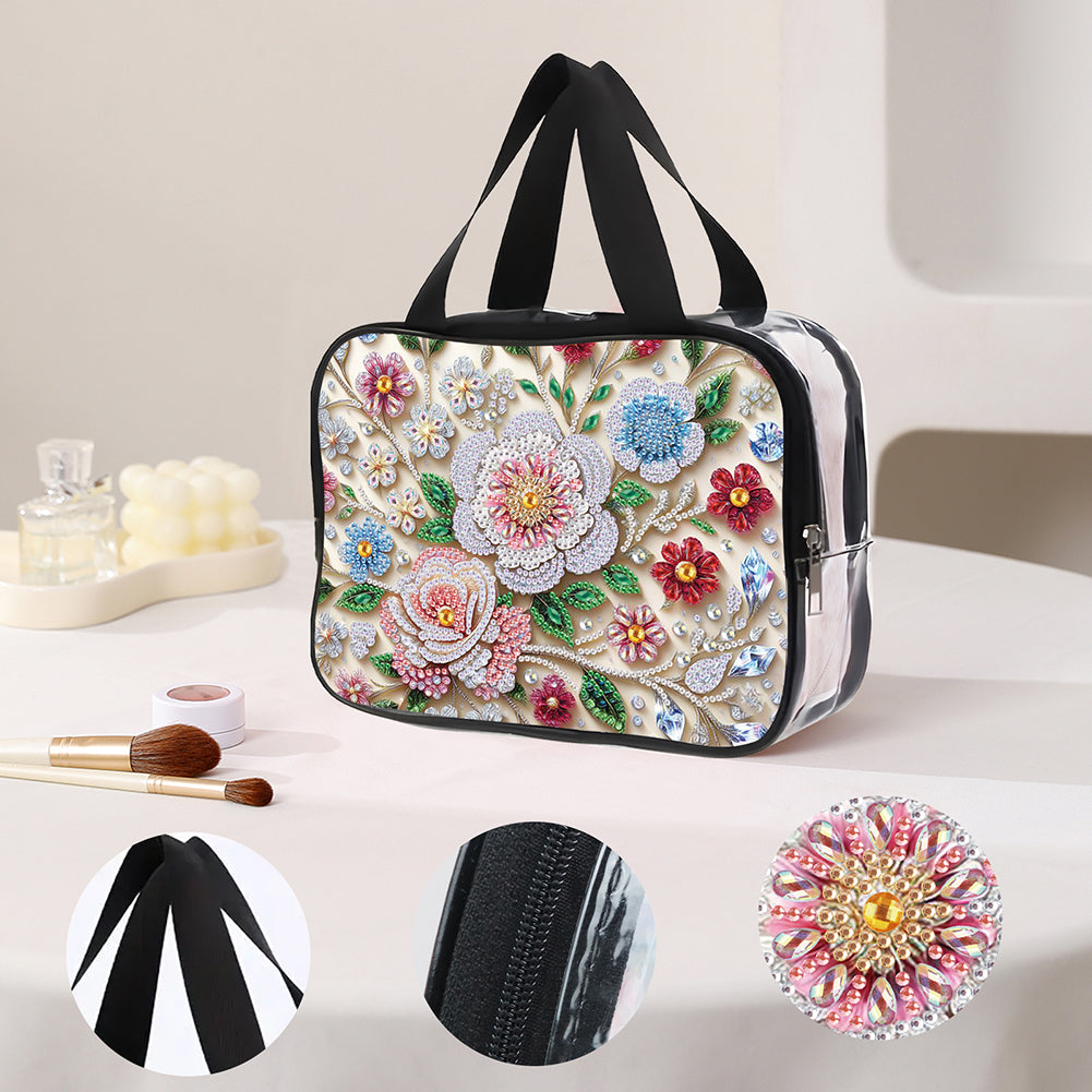 DIY Diamond Art Rhinestone Makeup Bag Crystal Transparent PVC Storage Pack Gift