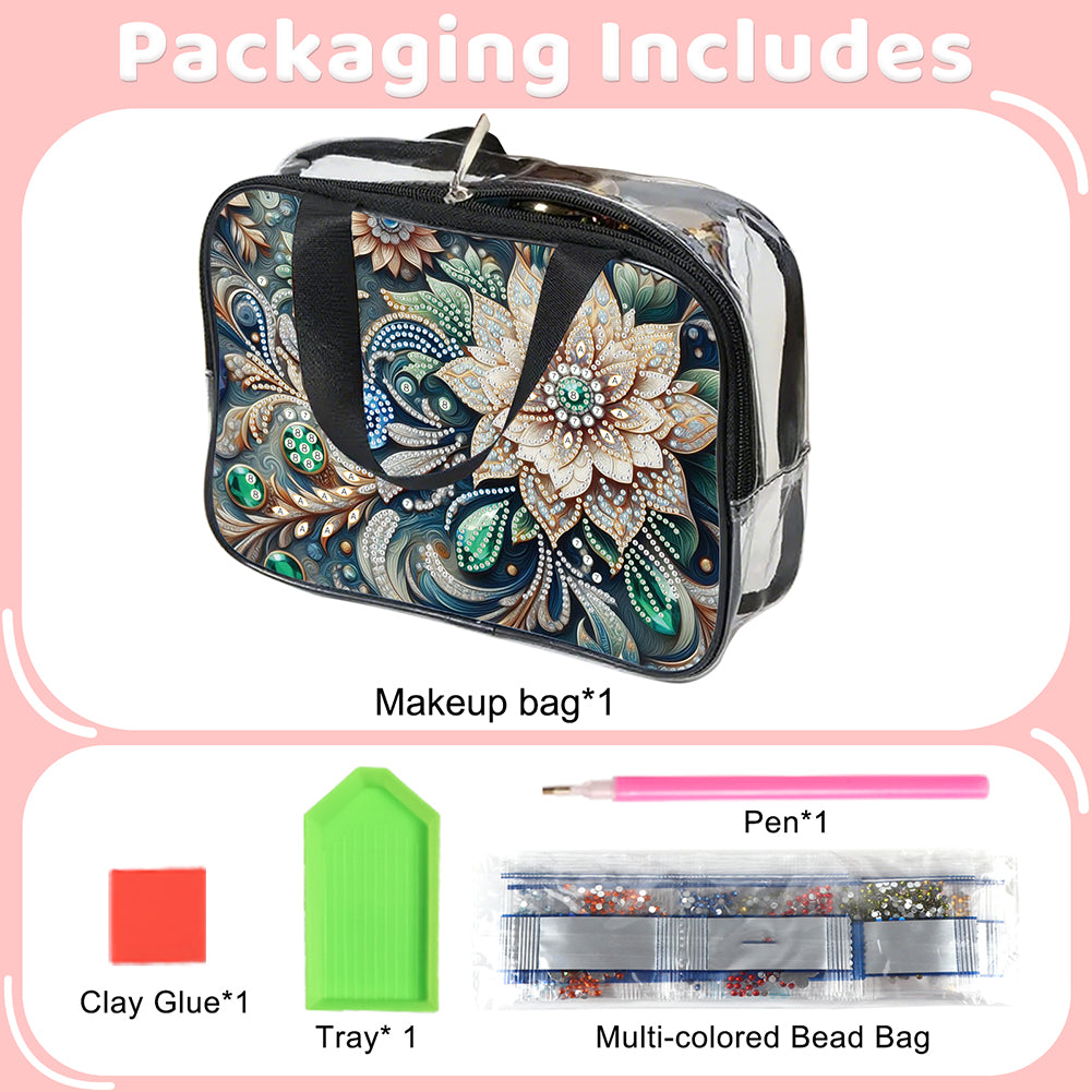 DIY Diamond Art Rhinestone Makeup Bag Crystal Transparent PVC Storage Pack Gift
