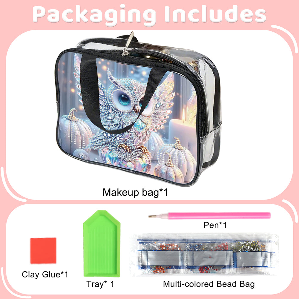 DIY Diamond Art Rhinestone Makeup Bag Crystal Transparent PVC Storage Pack Gift