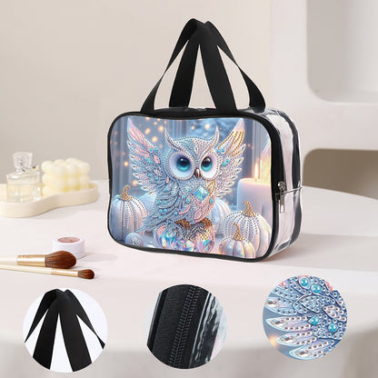 DIY Owl Diamond Art Rhinestone Makeup Bag Transparent PVC Storage Pack Gift