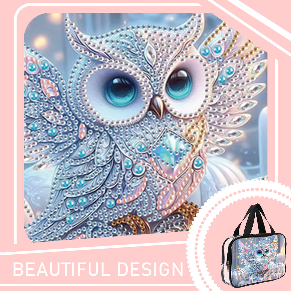 DIY Owl Diamond Art Rhinestone Makeup Bag Transparent PVC Storage Pack Gift