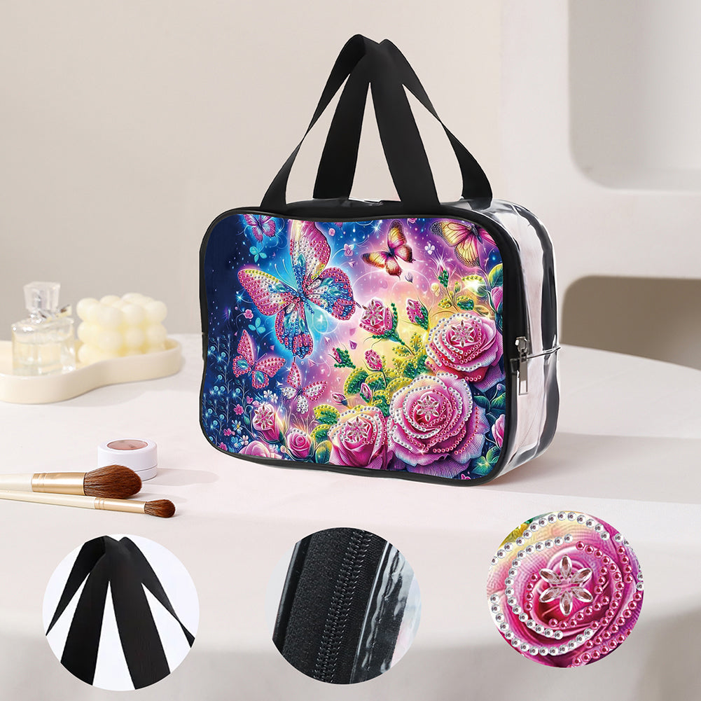 DIY Diamond Art Rhinestone Makeup Bag Crystal Transparent PVC Storage Pack Gift