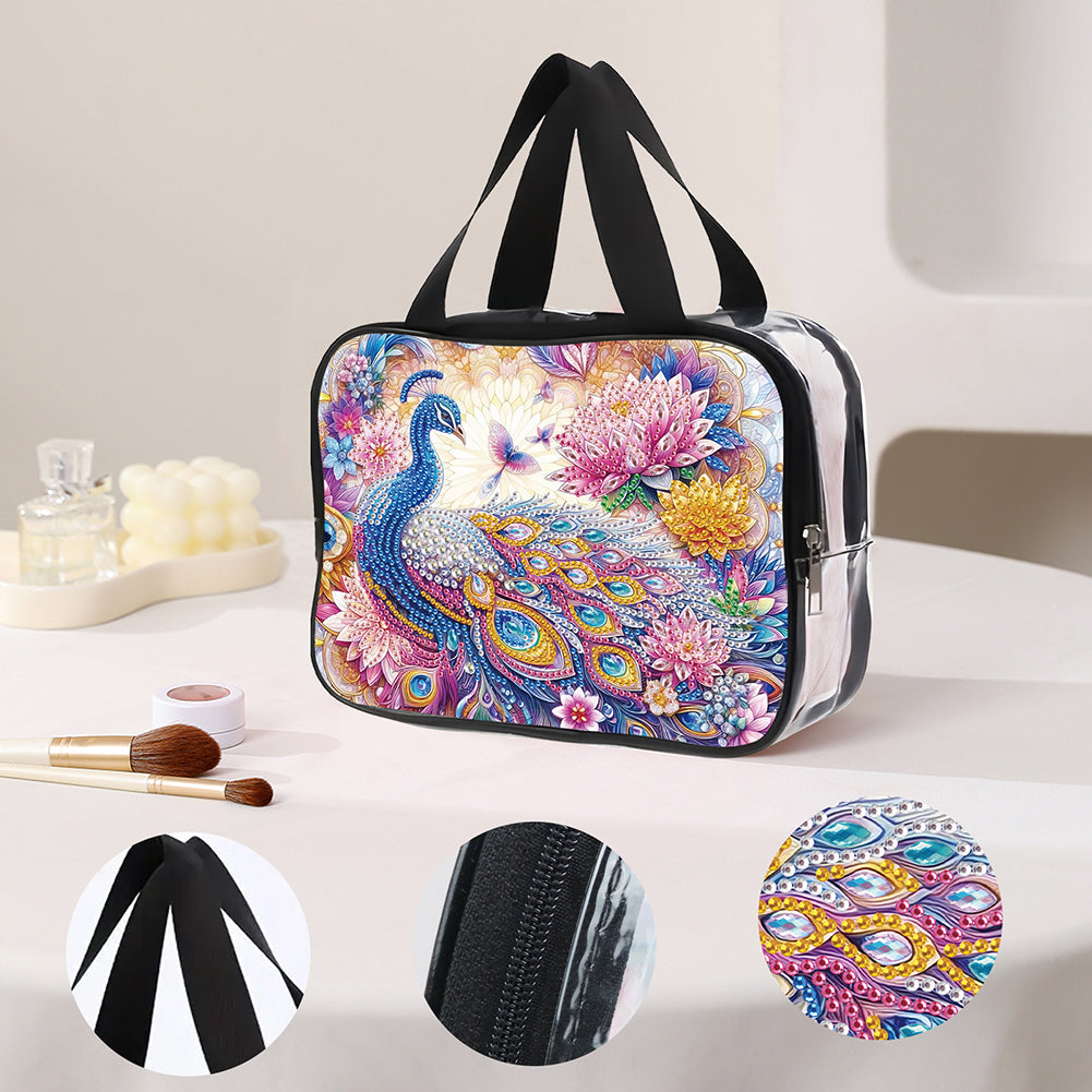 DIY Diamond Art Rhinestone Makeup Bag Crystal Transparent PVC Storage Pack Gift