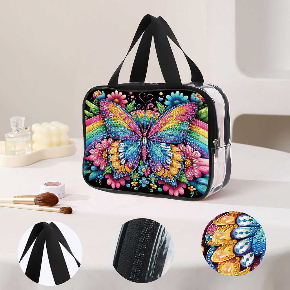 DIY Butterfly Diamond Art Rhinestone Makeup Bag Transparent PVC Storage Pack