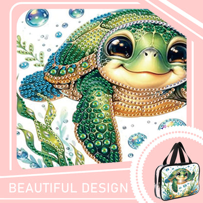 DIY Turtle Diamond Art Rhinestone Makeup Bag Transparent PVC Storage Pack Gift